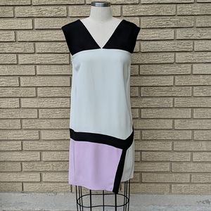 Color blocked 4 ply silk crepe dress